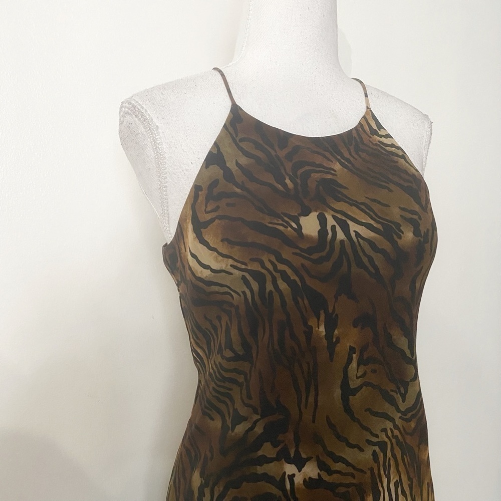 BETSY & ADAM VINTAGE ANIMAL PRINT HALTER LONG FORMAL DRESS - XS - Picture 5 of 7